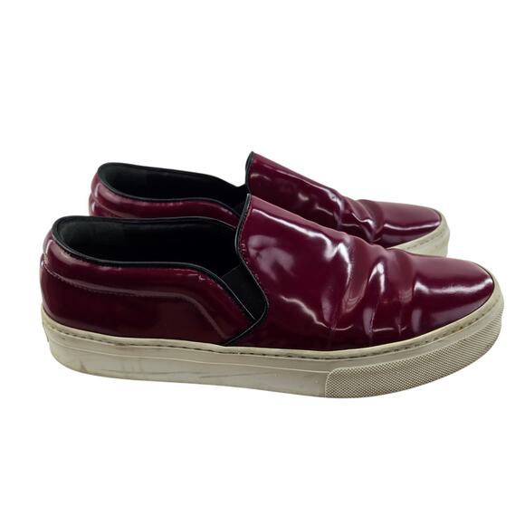 Celine Sneakers Womens 8 38 Philo Patent Leather Burgundy Red Slip On Casual - Picture 1 of 14